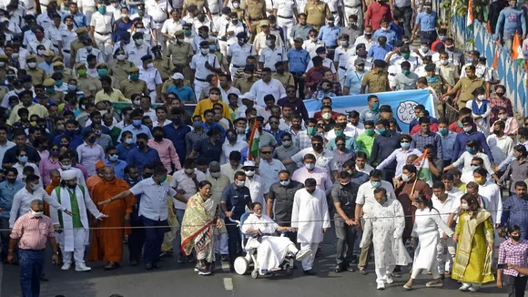 TMC supremo Mamata Banerjee along with other leaders