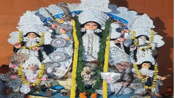 Gandhi ji in durga pooja