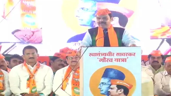 Maharashtra Deputy CM Devendra Fadnavis at Veer Savarkar Gaurav Yatra in Mumbai