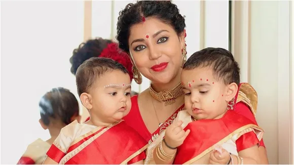 Debina Bonnerjee durga pooja