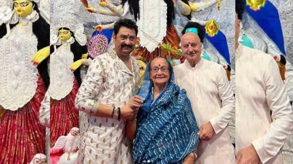 Anupam Kher at durga pooja pandal