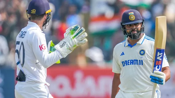 rohit sharma hit century in rajkot test against england