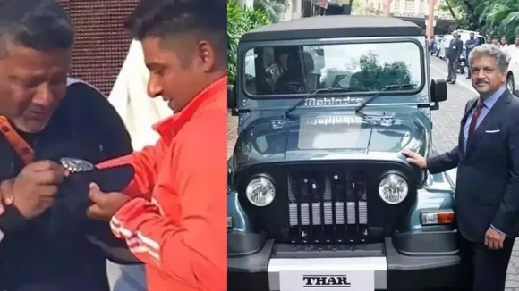 Anand Mahindra gift thar to Sarfaraz Khans father Naushad Khan