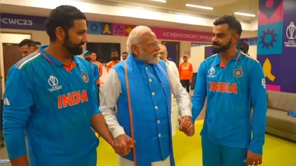 PM Modi with Rohit Sharma and Virat Kohli