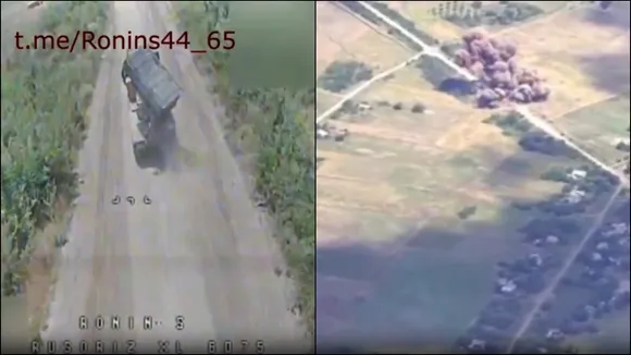 Ukrainian drone destroyed Russian Bm 21 Grad