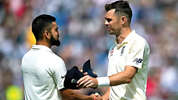 James Anderson on for Virat Kohli