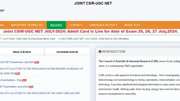 CSIR UGC NET 2024 Admit card released