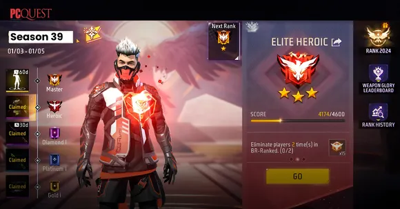 Free Fire MAX BR Ranked Season 39 Launched- Get the New Plasma-X Gun