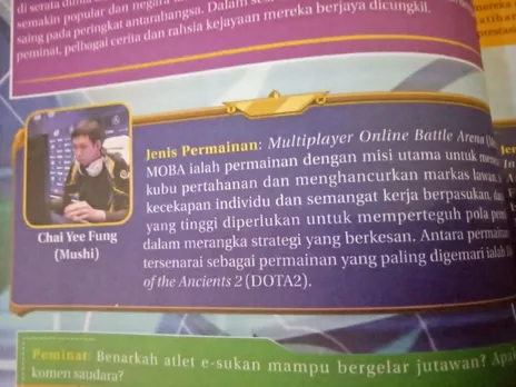 Dota 2 legend Mushi featured in a 10th grade Malaysian textbook