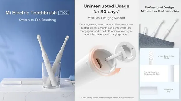 Xiaomi Launches the Mi Electric Toothbrush T100 at Rs. 549 in India