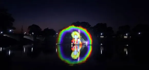 Mesmerizing Holographic Water Projection with Synchronized Fountains and Lights at Surya Kund Ayodhya by Axis Three Dee Studio