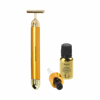 HOUSE OF BEAUTY 24K Face Massager with Skin Oil, T Shape Brass Head  Treatment Bar, 6000 Micro Vibrations for Exercise Muscles to Skincare  (Golden) : Amazon.in: Beauty