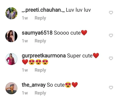 Adorable viral video: screen shot of comments from Instagram page. 