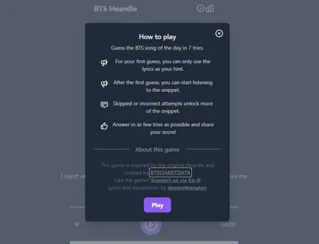 BTS ARMY Creates New Game App BTS Heardle For ARMY's To Test Their lyrical Knowlege 