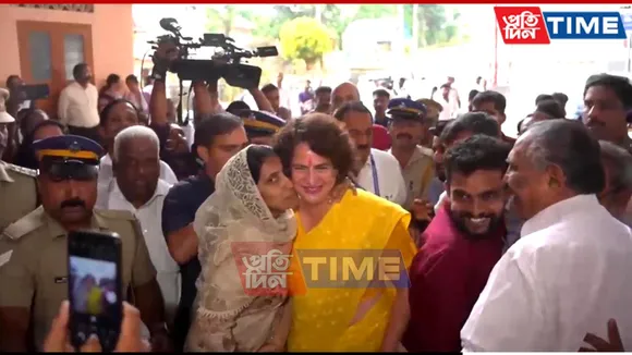Priyanka Gandhi Visits Polling Booths In Wayanad, Interacts with Voters