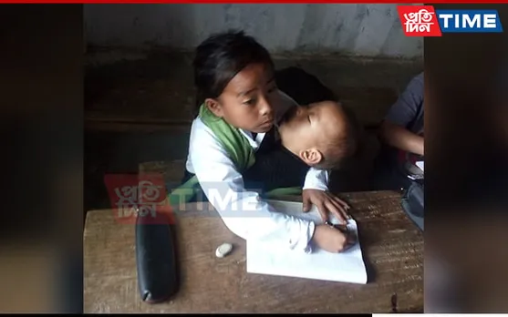Manipur: Little Girl Babysits Sister At School In Viral Photo, CM Reaches Out