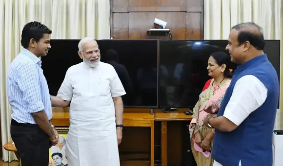 Deaf And Mute Assam Boy Meets PM Modi, Presents His Painting