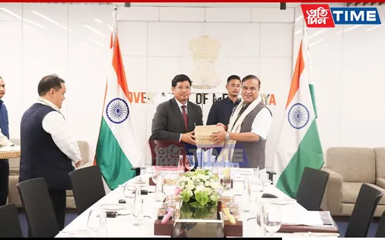 Assam-M’laya Border Talks: CM Sangma Holds Informal Meeting with CM Sarma at Secretariat
