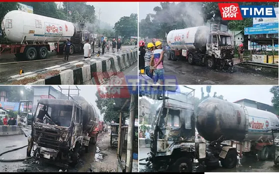 LPG Tanker Catches Fire on NH-37 Near Guwahati City
