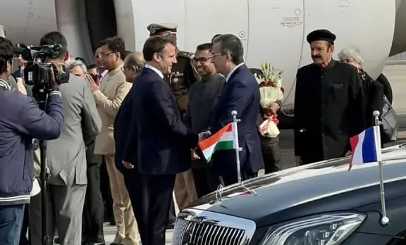 France President Emmanuel Macron Arrives In Rajasthan's Jaipur