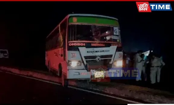 Bus Carrying Election Officers Crashes on Bypass Road in Tinsukia
