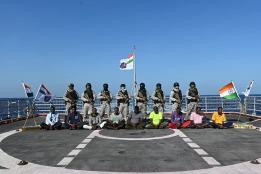 Indian Navy Brings 9 Pirates Caught Off Somalia to Mumbai