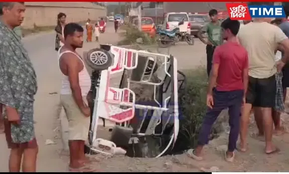 Guwahati: E-Rickshaw Driver Injured as NH-37 Pothole Causes Another Accident