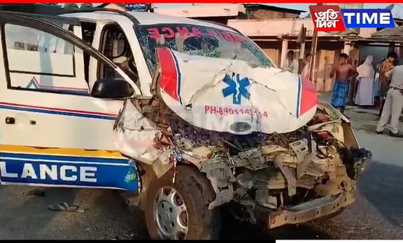 Assam: Ambulance Carrying Dead Body Crashes Into Dumper; 5 Injured