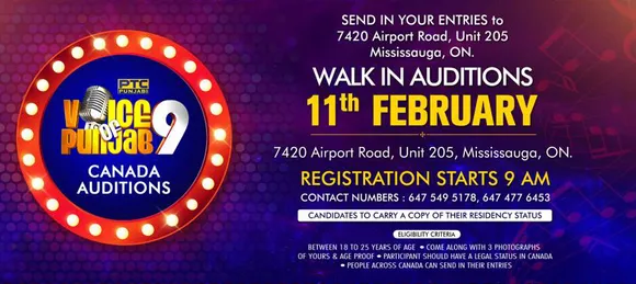 Join The Walk-In Auditions for Voice of Punjab Canada Auditions On February 11