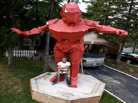 Giant Iron Man catching eyes of families in Brampton.