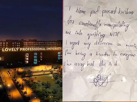 Student commits suicide at Punjab's Lovely Professional University, blames college professor for "emotionally manipulating him” in suicide note