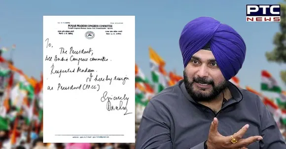 Navjot Singh Sidhu resigns as Punjab Congress President