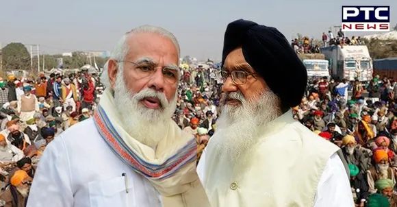 Parkash Singh Badal to Modi: Immediately scrap three farm acts