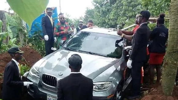 Nigerian man buries father in a brand new BMW car worth $66,000