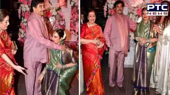 सदाबहार Rekha ने फिर जीता फैंस का दिल, एक शादी समारोह में छुए शत्रुघ्न सिन्हा के पैर, देखें Video