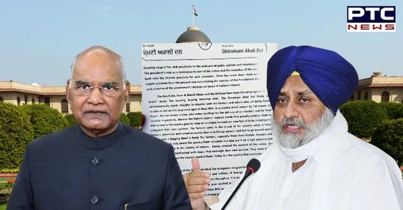 Sukhbir Singh Badal submits memorandum to President Kovind on farmer related Bills