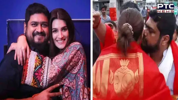 Adipurush director kisses Kriti Sanon at Tirupati temple, sparks controversy