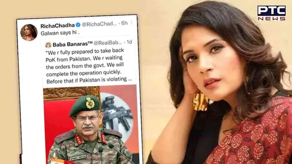 BJP demands police case against Richa Chadha for 'Galwan' tweet