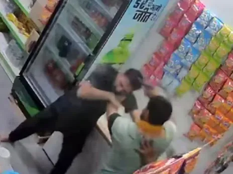 Haryana BJP leader Surendra Jawahar chased into shop