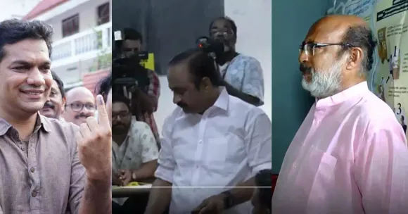 രാവിലെ തന്നെ വോട്ട് രേഖപ്പെടുത്തി സ്ഥാനാര്‍ഥികളും നേതാക്കളും‍