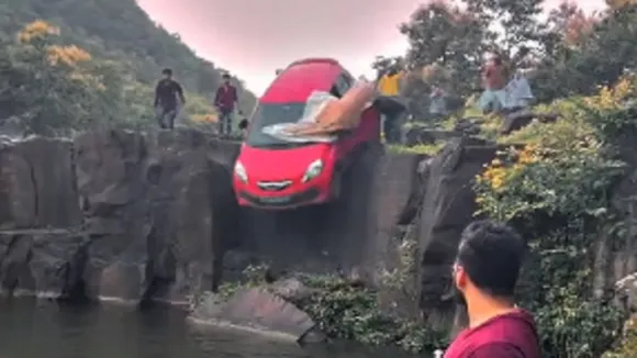 MP: Father-Daughter Rescued After Car Plunges In Waterfall