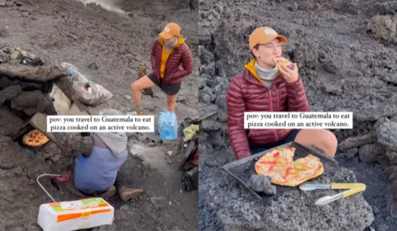 Watch: Woman Eats Pizza Cooked In Active Volcano At Guatemala