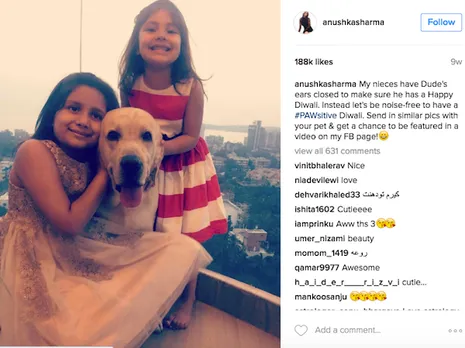 Anushka's nieces with her pet dog
