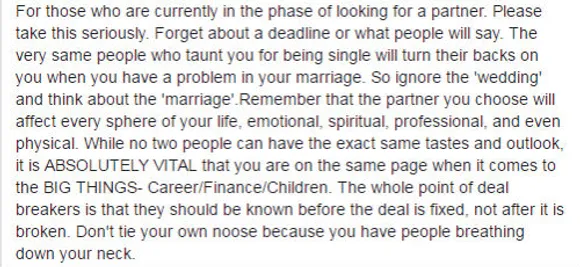 Nazreen Fazal Facebook post on arrange marriage (Pic credit: Facebook)