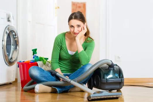 Woman doing household chores