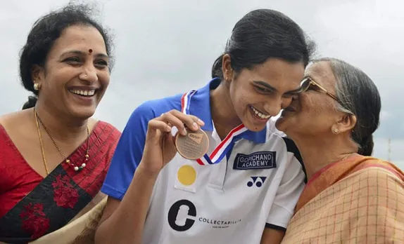 Sindhu with her mom and grand mom