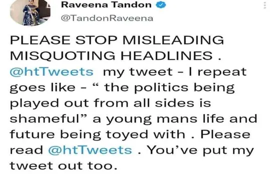Raveena tandon tweet