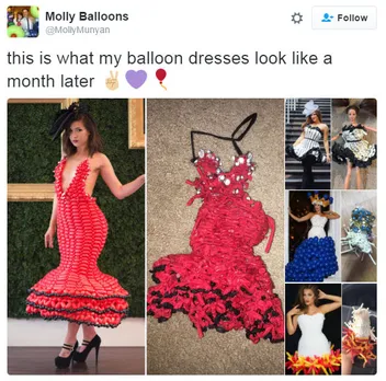 Molly Balloons Makes Christmas Tree Dress Out of 590 Balloons (Pic by Instagram)