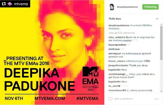 Deepika Padukone to present at MTV EMAs