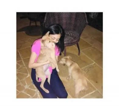 At home playing with her pups. Pic credit - Chandani Grover